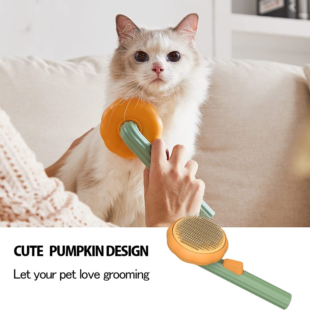 Pet Pumpkin Brush, Pet Grooming Self Cleaning Slicker Brush For Dogs Cats